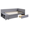 GDFStudio Barton Twin Size L-Shaped Upholstered Platform Bed with Storage Drawers and Side Cabinet - 4 of 4