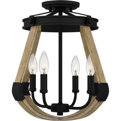 Demura Matte Black 15.75" Square Semi-Flush Mount Light