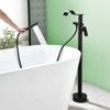 Cobbe Floor Standing Bathtub Faucet with Waterfall Swivel Spout and Handheld Shower Single Handle Freestanding Bathtub Fill Faucet Matte Black - 4 of 4