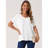 INSPIRE CHIC Women's Linen Short Sleeve Casual Basic Summer Outfits Loose Solid Blouse - 3 of 4