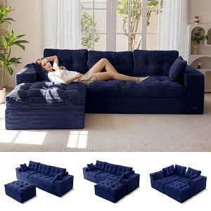 MAXYOYO L-Shaped Sectional Sofa with Convertible Ottoman, Cloud Boneless Modular Couch - 1 of 4