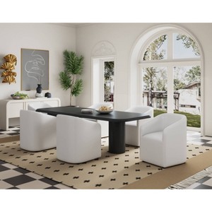 Set of 2 Anna Modern Round Faux Leather Dining Armchairs - Manhattan Comfort - 1 of 4