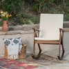 Rustic Acacia Wood Accent Chair, Wood Rocking Chair with Water-Resistant Cushions, Armchair for Porch, Garden or Bedroom -Christopher Knight Home - 3 of 4
