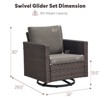 Outdoor Patio Swivel Chair Glider Chair with Removable Cushions for Porch - 2 of 4