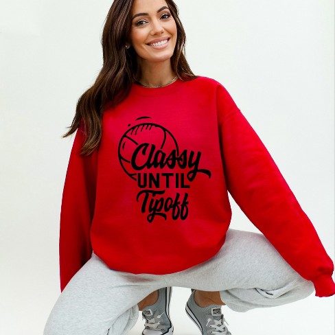 Simply Sage Market Women's Graphic Sweatshirt Classy Until Tipoff - image 1 of 3