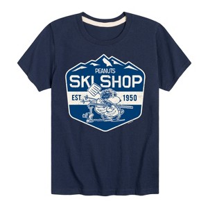 Boys' - Peanuts - Snoopy and Woodstock Ski Shop Short Sleeve Graphic T-Shirt - 1 of 4