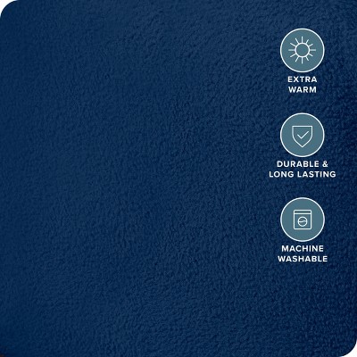 Queen Size Dark Blue Microfiber Fleece Deep Pocket Fitted Sheet