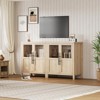 Homhougo 29" Large Buffet Sideboard Cabinet with 2 Glass Doors and Shelves, Modern Farmhouse Storage Cabinet Table Natural - 4 of 4