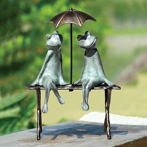 SPI Home Frog Lovers Garden Sculpture – 18" Tall Cast Aluminum Statue with Verdigris Finish for Romantic Outdoor Decor - 1 of 3