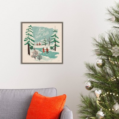 Love Never Melts Christmas Canvas Framed Wall Art