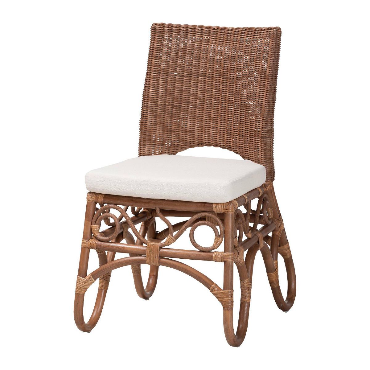 bali & pari Rivan Natural Rattan Dining Chair Brown