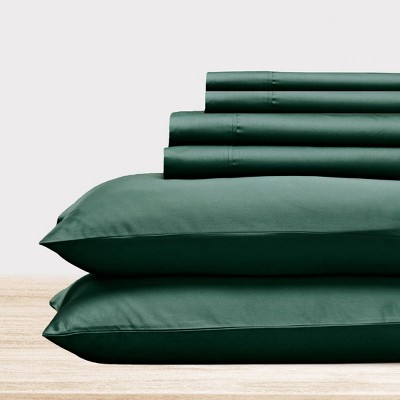 Hunter Green Queen Sheet Set - 100% Pure Cotton Sateen Weave, 400 ...