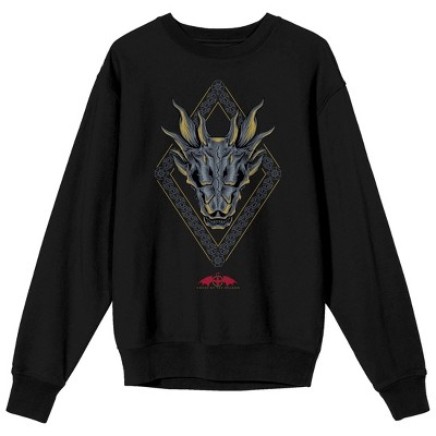 House Of The Dragon Blue Dragon Head Men's Black Crewneck Sweatshirt ...