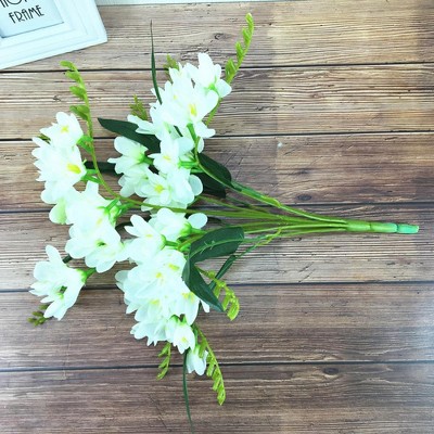 2PCS 9-Bundles Phalaenopsis Artificial Orchid Flowers Bouquets with Leaves Uv-Resistant Fake Flowers for Home Living Room Decor Decoration Decorative
