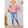 Slickblue Plus Size Off-Shoulder Plaid Top, Brick Color, Long Bubble Sleeves, Relaxed Fit, 1XL, Women’s Blouse - 3 of 4