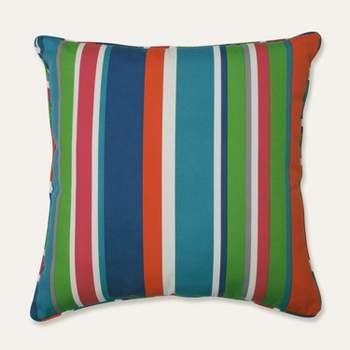 25" St. Lucia Stripe Floor Pillow Blue - Pillow Perfect