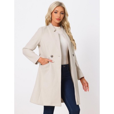 INSPIRE CHIC Women's Vintage Belted Stand Collar Winter Mid-Long Outwear Coats Beige Large — фото 3
