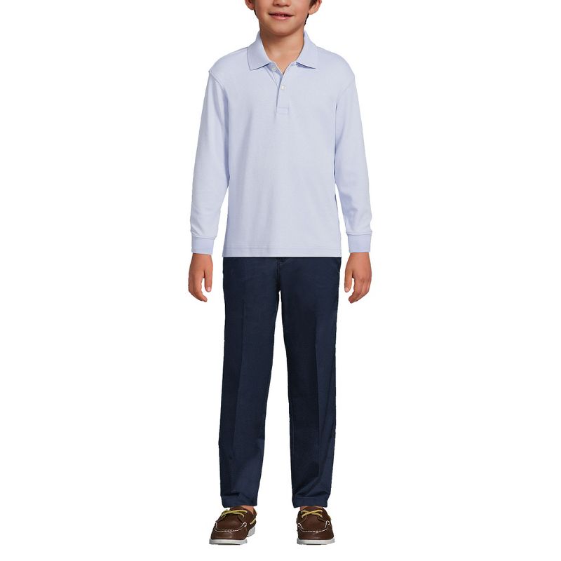 Lands' End School Uniform Kids Long Sleeve Interlock Polo Shirt, 4 of 5