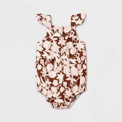 Image of Baby Girls' Floral Romper - Cat & Jack™ Brown 18M