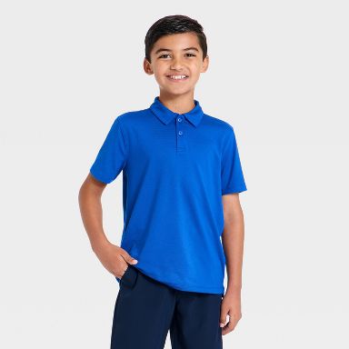 Boys' Short Sleeve Performance Uniform Polo Shirt - All in Motion™ Blue XS