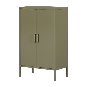 South Shore 41.5" Decorative Storage Cabinet Olive Green: Metal Frame, Adjustable Shelves, Wall Anchor - 1 of 4