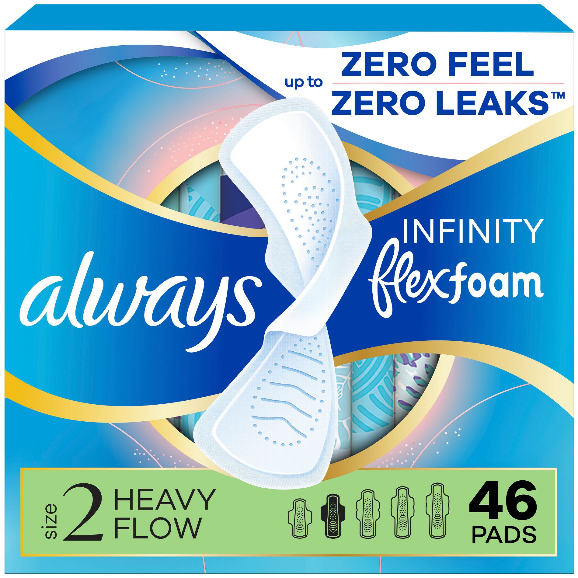 Always Infinity Super Absorbency Avec Flex Foam Pads - Unscented - Size 2 - 46ct