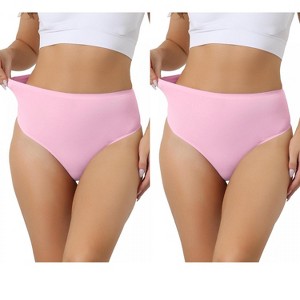 Allegra K Women's High Waist Tummy Control Stretch T-back Breathable Comfortable Thongs 2 Packs - 1 of 4