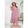 Coolmee Womens Plus Size Summer Casual Maxi Dress Short Sleeve Crewneck Ruffle A Line Flowy Long Dress - 4 of 4