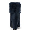 Allegra K Women's Side Zipper Cute Round Toe Faux Fur Chunky Heel Ankle Boots - 3 of 4