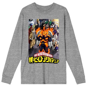 My Hero Academia Season 6 Key Art Adult Heather Gray Long Sleeve Crew Neck Tee - 1 of 3