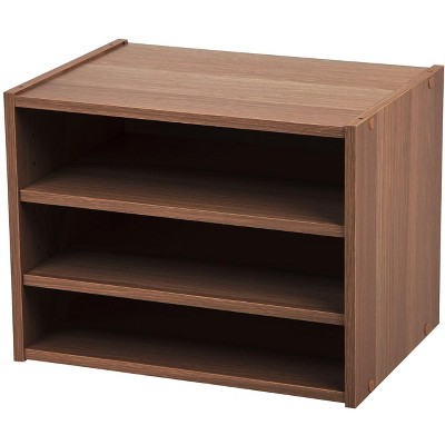 IRIS USA TACHI Modular Wood Stacking Storage Box with Shelf