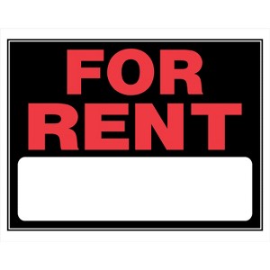 Hillman English Black For Rent Sign 15 in. H X 19 in. W - Case of 6 - 1 of 1