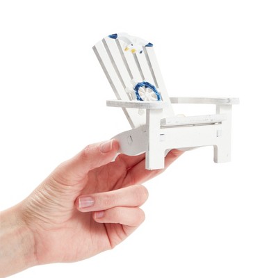 Set of 4 White Mini Nautical Wooden Beach Chairs