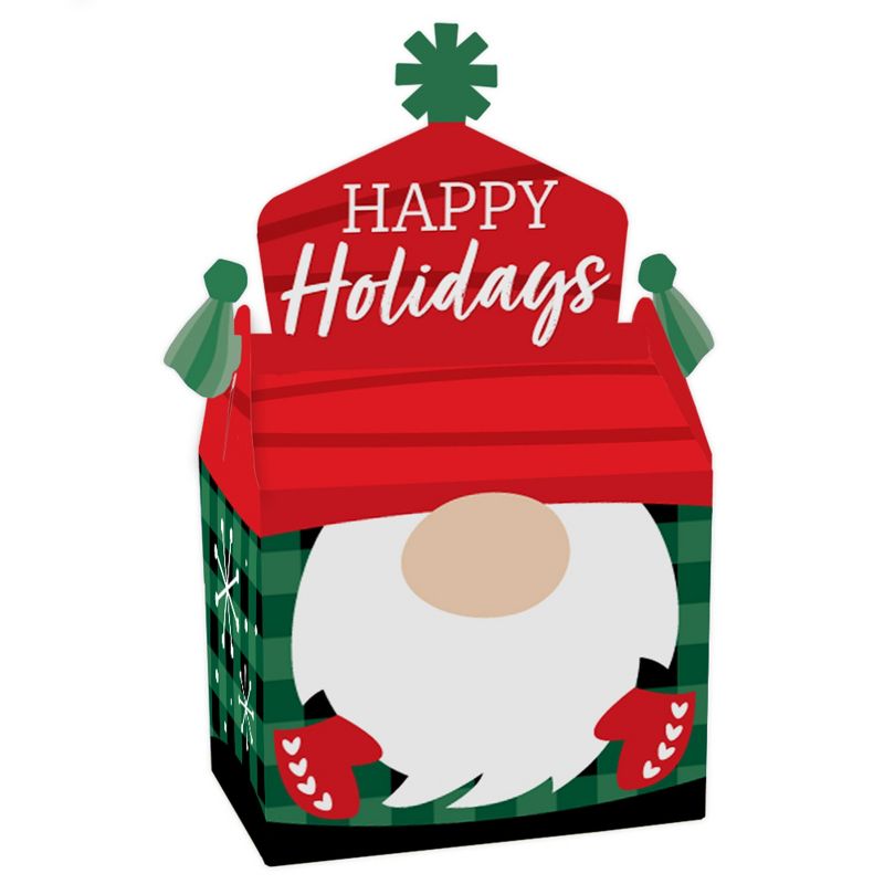 Big Dot of Happiness Red and Green Holiday Gnomes - Treat Box Party Favors - Christmas Party Goodie Gable Boxes - Set of 12, 1 of 9