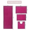 Luxury Reversible Bathroom Rugs Set, Washable Rug, Extra Soft and Absorbent bath Rug, Non-Slip Bath Mat Set, 4 Pcs Set with Contour, Hot Pink - 3 of 4