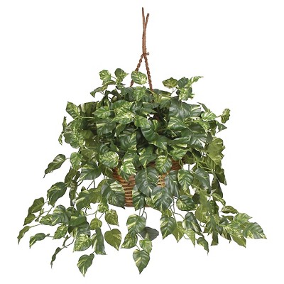 Pothos Hanging Basket Silk Plant - Nearly Natural