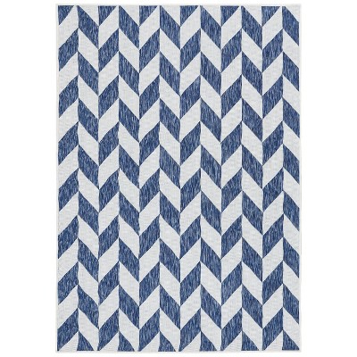 5'3"x7'3" Rectangle Outdoor Woven Geometric Area Rug Blue - Sunnydaze Decor