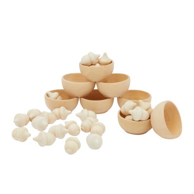 Bright Creations 30 Pieces Unfinished Wooden Acorns Counting & Sorting Kit, Craft Supplies
