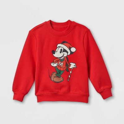 Boys' Disney Mickey Mouse Holiday Crew Neck Fleece Sweatshirt - Red - Disney Store