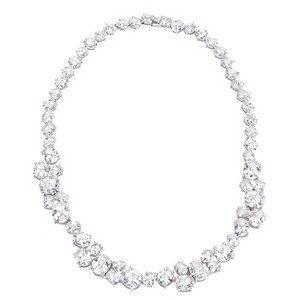Slickblue Timeless 23" Bejeweled Collar Necklace for Women, Rhodium-Plated with Oval Cubic Zirconia, 203ct - 1 of 3