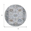 Blue And Gray Floral Washable Indoor Outdoor Area Rug - 3 of 4
