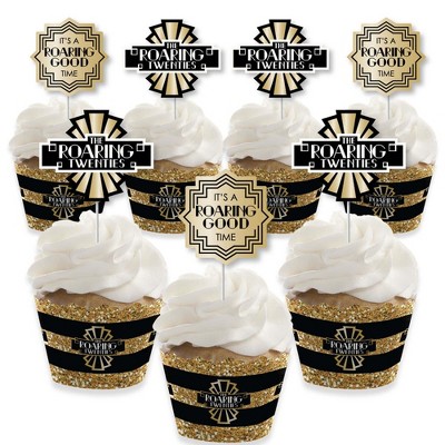 Big Dot of Happiness Roaring 20's - Cupcake Decoration - 1920s Art Deco Jazz Party Cupcake Wrappers and Treat Picks Kit - Set of 24