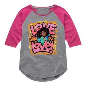 Girls' - Karma's World - Love What You Love Shirt Tail Raglan Graphic T-shirt - 1 of 3