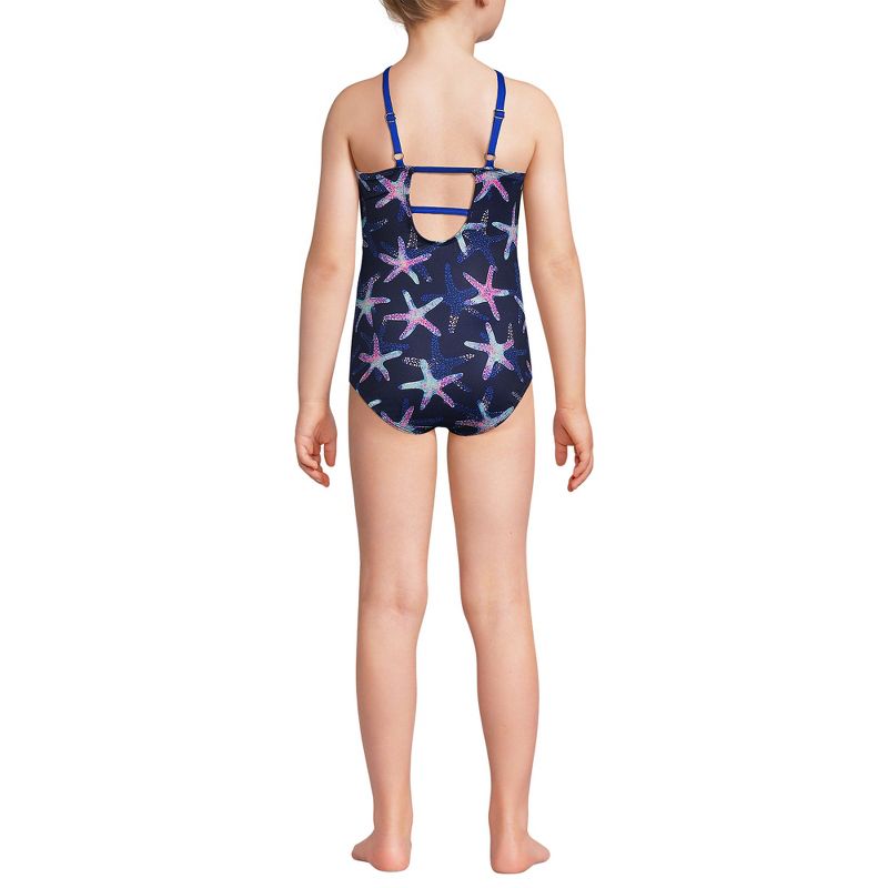 Lands' End Kids Chlorine Resistant Twist Front One Piece Swimsuit UPF Dress Coverup Set, 2 of 5
