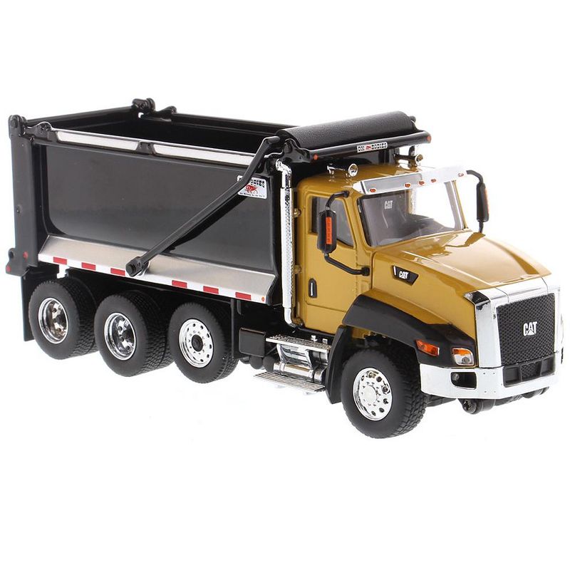 CAT Caterpillar CT660 SBFA with Ox Bodies Stampede Dump Truck Yellow and Black 1/50 Diecast Model by Diecast Masters, 5 of 7