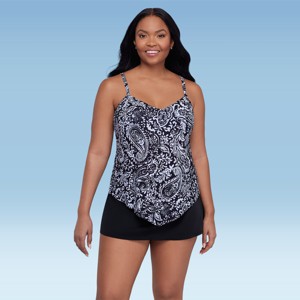 Trimshaper Women's Hank Handkerchief Tankini Swimsuit Top - 1 of 3