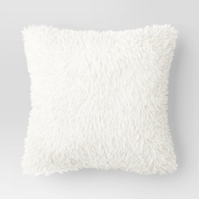 Oversized Faux Fur Square Throw Pillow Ivory - Room Essentials™