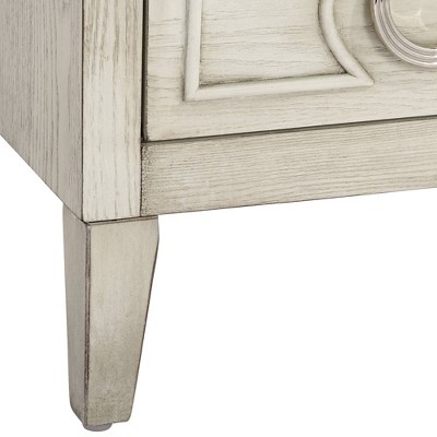 White Wood and Chrome 3-Drawer Accent Table with Storage