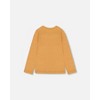 Deux par Deux Girl Organic Cotton T-Shirt Golden Yellow with Cat - 3 of 4
