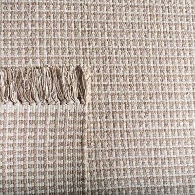 Coastal Charm Ivory and Grey Cotton 6' x 9' Handwoven Rug